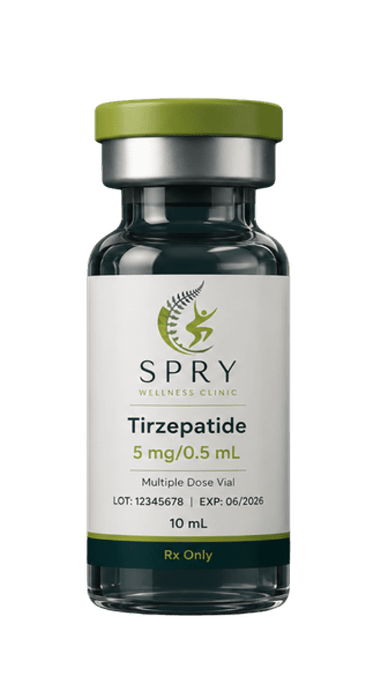 Spry Wellness Tirzepatide protocol — clinical still life